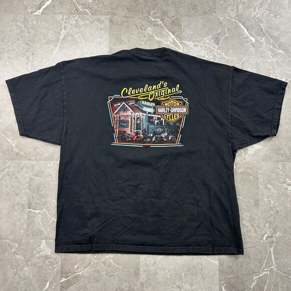 Vintage Harley Davidson Graphic Tee Mens 3XL XXXL Flames Eagle Short Sleeve y2k - Picture 2 of 9